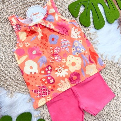  Conj. Regata Borboletas e Short - Laranja